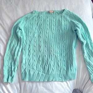 Kier + J Women's 100% cotton cable knit Sweater.      Gorgeous shade light teal